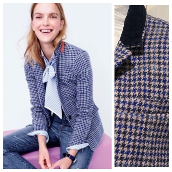J Crew Regent Houndstooth Wool Blazer -  Navy Blue Gray - Picture 1 of 10